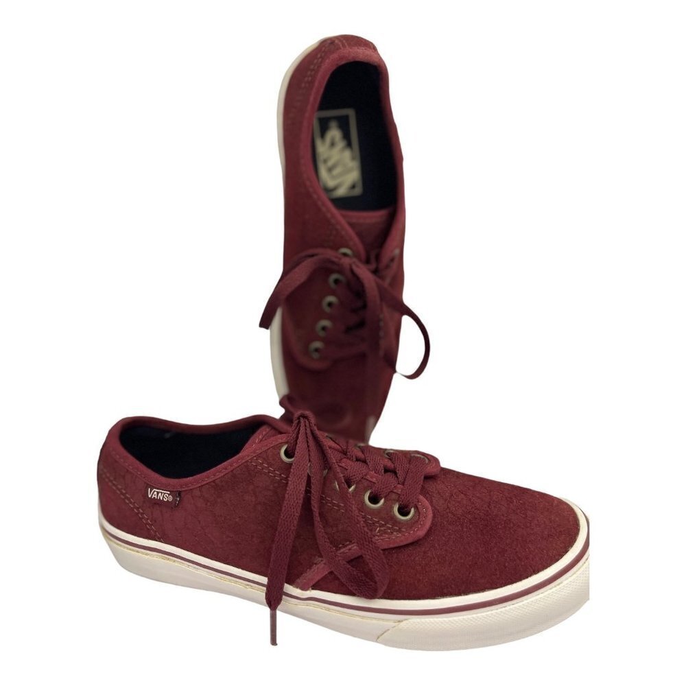 VANS OLD SKOOL Retro Low Top Sk8 Shoes Women 7 Burgundy‎ Textured Suede Sneakers - Picture 13 of 14